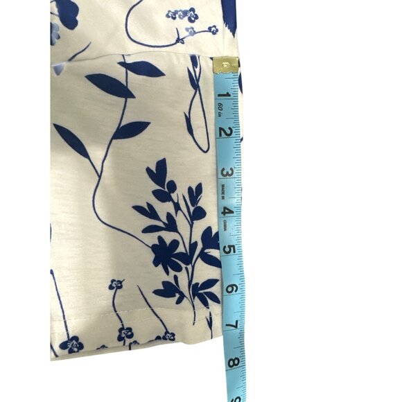 Emery Rose Womens Floral Print White & Blue V-Neck Pocketed Top 3XL - Picture 7 of 8